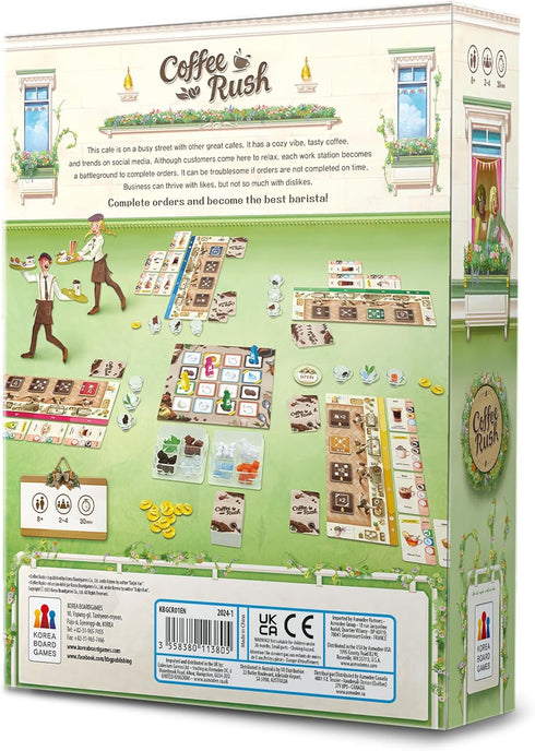 Coffee Rush Board Game - Fun Strategy Game for Kids & Adults, 2-4 Players, Ages 8+, 30 Minute Playtime