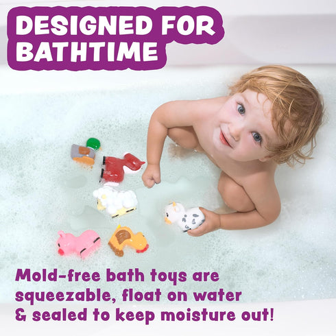 6 Pack Tub Works Barnyard Mold Free Bath Toys, | Sealed, No Hole Bath Toys Design Keeps Moisture Out | Soft, Squeezable