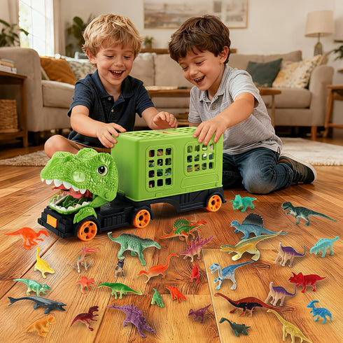 50PCS 50 Playset Dinosaur Truck Toy, Tyrannosaurus Capture Vehicle with Dinosaur Figures, Educational Jurassic for Boys