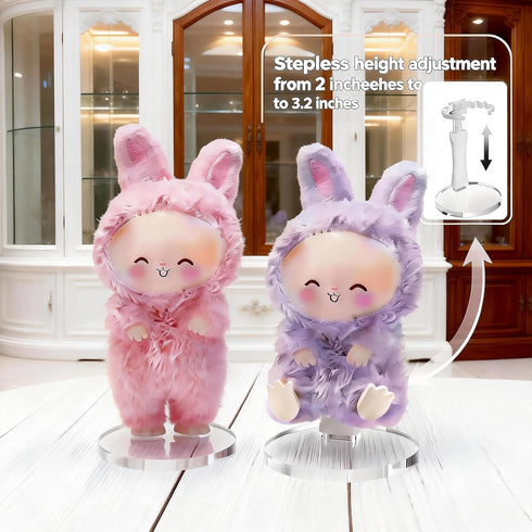 3-7" 2 Set Adjustable Doll Stand for Sitting & Standing Positions - Premium Acrylic Base Display Holder for Figures