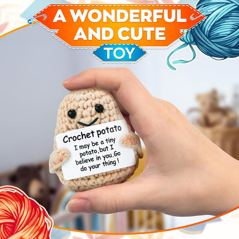3.14" 2.36" Crochet Potato Potato Stuffed Animal x with Yarn Texture, Includes Mini Card for Encouragement Small Cute