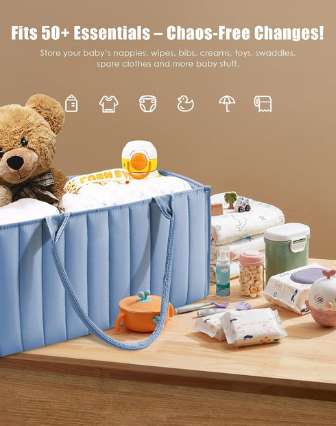 2-Pack SWEET DOLPHIN Baby Diaper Caddy Organizers, Stylish Storage Baskets for Newborn Essentials, Diaper Station & Car