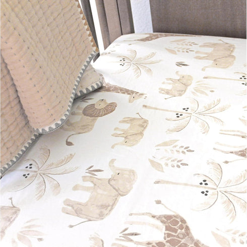 100% 28in 52in, Crane Baby Safari Nursery Decor Crib Sheet, Cotton Fitted Sheet for Standard Mattress X Breathable