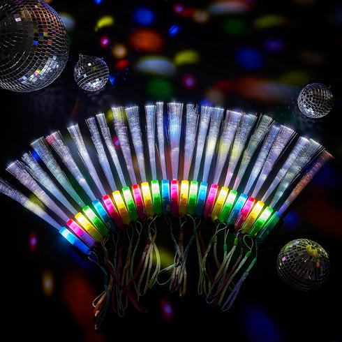Zhanmai 24 Pieces Upgraded Glow Fiber Wands, LED Light Fiber Optic Sticks for Wedding Party Favors