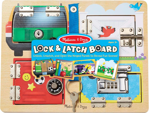 Melissa & Doug Locks and Latches Board - Wooden Educational Toy