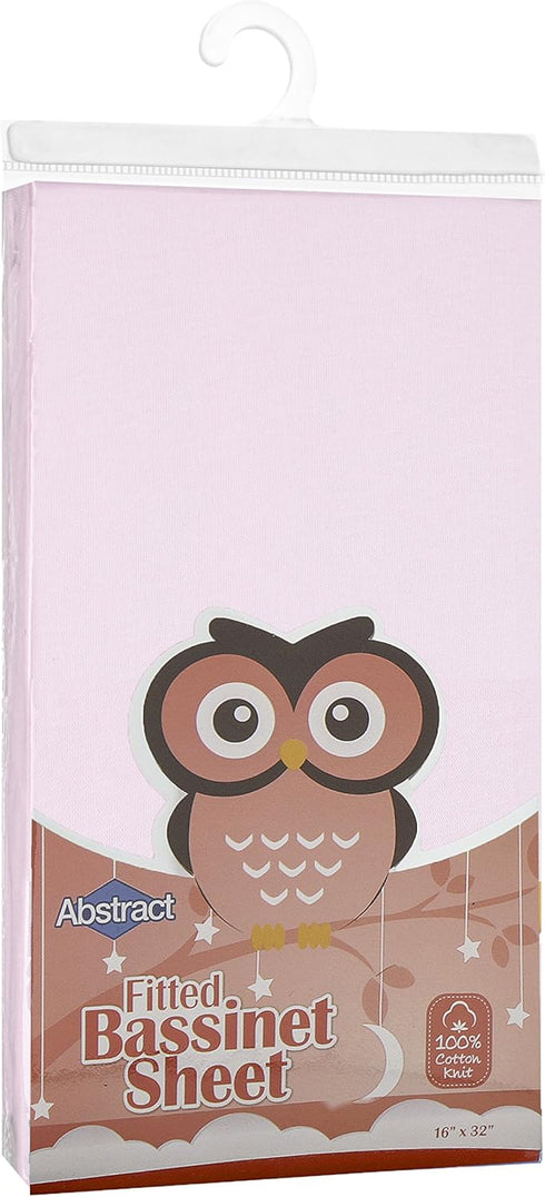 Abstract 16" 32" Bassinet Sheets for Baby/Infant Deep Fitted Soft Jersey Knit by x (Solid Pink)