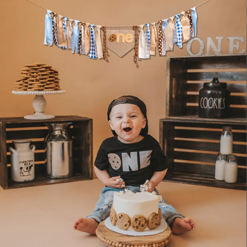 CANTLY Cookies One High Chair Banner - Cookie Themed First Birthday Party Decoration Supplies Banner, Sweet Cookies