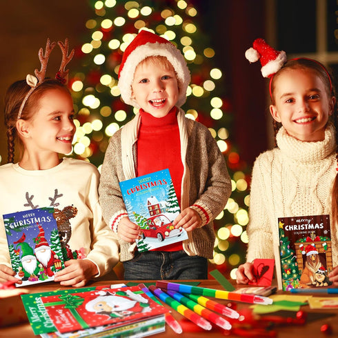 24 24 BenLouis Christmas Mini Coloring Books Kids with Stacking Crayons Xmas Theme Party Favors Activity Books Bulk