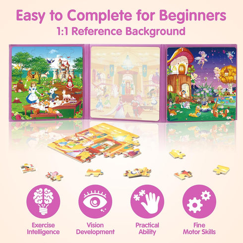 SYNARRY Princess Fairy Party Magnetic Puzzles - 36 Pieces Travel Puzzles for Kids Ages 3-6 Birthday Gifts