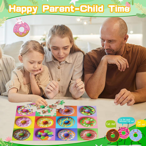 Ciesa 4 Packs 100 4-6 6-8 8-10, 4-6 Piece Puzzles for Kids Ages Dogs Cats Cupcakes Donuts Educational Jigsaw Puzzles