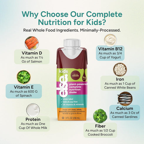 25+ 2-12 8 oz, 16-Pack Else Nutrition Ready to Drink Kids Nutrition Shake, Chocolate Plant-Based, Dairy-Free