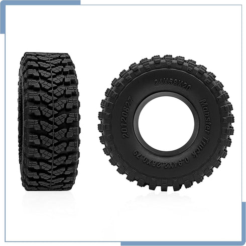 Soft Rubber RC 1.0 Tires, 58MM with Foam Insert, 4PCS for 1/18 TRX4M Upgrades, 1/24 SCX24 Tires