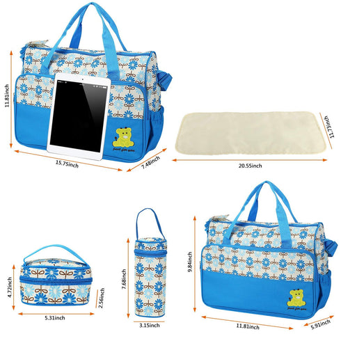 Set, 5PCS Moclever Diaper Bag Tote Baby Bags for Mom and Dad Large Maternity Travel Bag with Insulated Bottle Holder