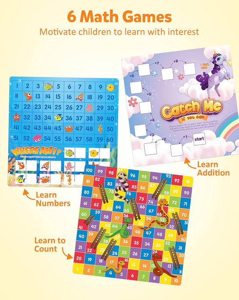 Coogam Wooden Math Hundred Board - Educational Toys for Preschool 3-5 Year Old Boys and Girls