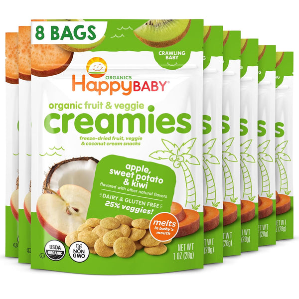 Happy Baby Organic Creamies Freeze Dried Fruit, Veggie, & Coconut Cream Snacks,