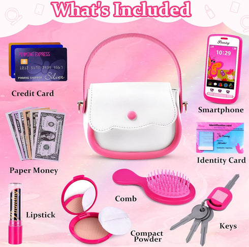 Set 3 4 5 6 7 3-5 4-5 6-8 GJZZ Play Purse for Little Girls Toys - Toddler Purse Pretend Play Makeup Toys for Year Old