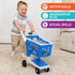 2+ Let's Go Shopping Pretend Scan & Sort Shopping Cart, Sturdy Plastic, Includes Pretend Food, Blue Shopping Cart