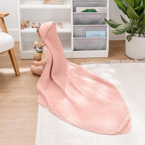 Pack 3 2-Pack Comfy Cubs Muslin Swaddle Blankets of and Hooded Baby Towel Bundled