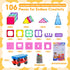 106 2 3D Upgraded Antibacterial Magnetic Tiles - PCS Magnet Building Tiles with Cars for Kids, Inhibits Bacterial