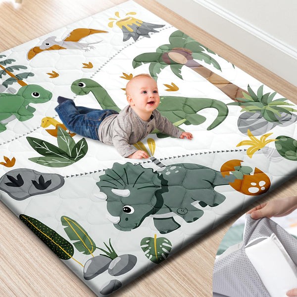 TINYHARBO Premium Foam Baby Play Mat 50x50 Removable & Machine Washable Cover,