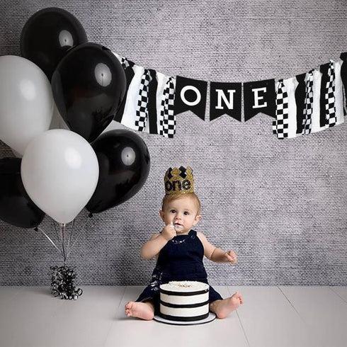 SULICRE 1st Checkered High Chair Banner First Birthday Boy, Race Car BD Decoration, Fast One Theme HighChair Banner