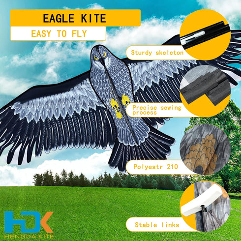 HENGDA KITE Strong Eagles! Huge 74-Inch Beginner Eagle Kites for Kids and Adults