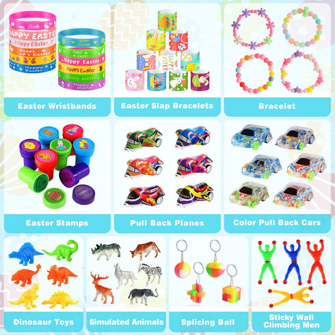 200 Pack C2 Prefilled Easter Eggs with Assorted Toys, Easter Theme Surprise Eggs for Basket Stuffers/ Fillers, Filling