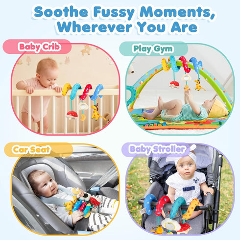 0-6 3 URMYWO Spiral Car Seat Toys for Babies Months, Newborn Toys & Infant Toys, Month Baby Toys, Toddler Travel Toys