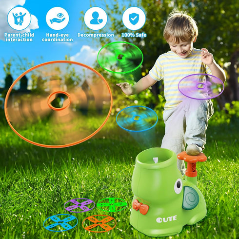 Outdoor Stomp Flying Disc Launcher Toys - Kids Ages 3-10 - Elephant Butterfly Catching Game for Outdoor Birthday