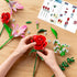 Set CUBIMANA Rose Flower Bouquet Building with LED - Red Rose Botanical Collection Kit for Adults Women