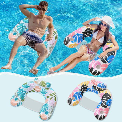 ANNIL3 Pack Swimming Summer Adult Inflatable Pool Floats Chair, Water Leisure Inflatable Floating Chair,Drink Holder