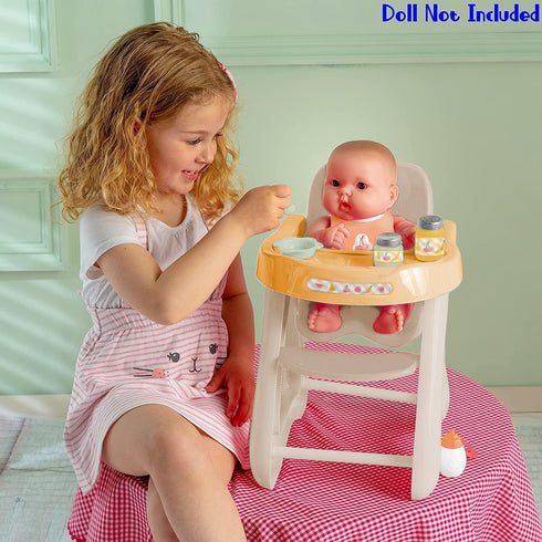 JC Toys Baby Doll High Chair, Fits Dolls up to 17", Sturdy Play Accessories, Earth Tone Colors, Ages 2+