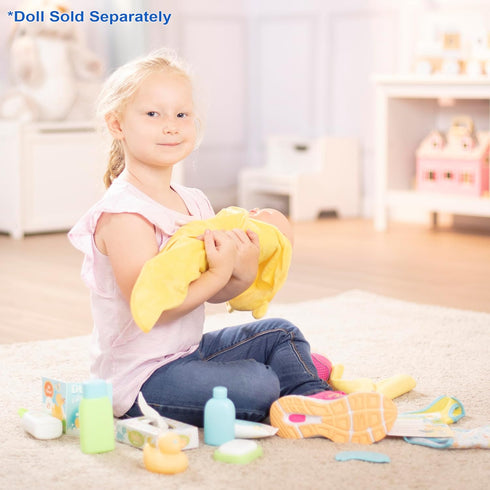 Set (19 Melissa & Doug Mine to Love Changing & Bathtime Play for Dolls Diapers, Pretend Shampoo,Wipes, Towel, More pcs)
