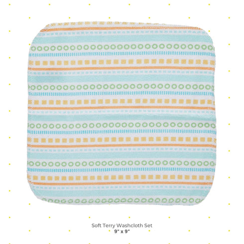 Set Set, Pack 10, Spasilk Baby Washcloth Wipes for Newborn Boys and Girls, Soft Terry Washcloth of Yellow Lines