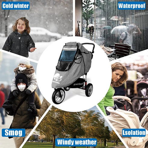 Stroller Rain Cover, Universal Waterproof Windproof Protection, Baby Travel Weather Shield, Rainproof Nano-Coating