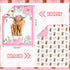 Hahafelt 3 Set Sets Piece Highland Cow Baby Crib Bedding for Baby Girls Pink Floral Nursery Crib Includes Quilt,Fitted