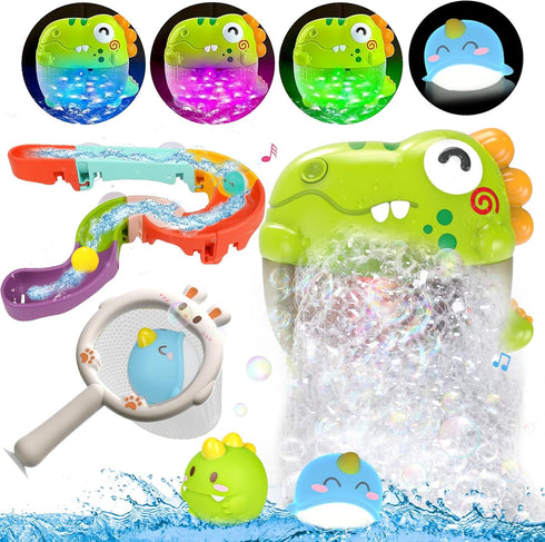 Light Up Dinosaur Bath Toys with Music, Bath Bubble Machine Toy for