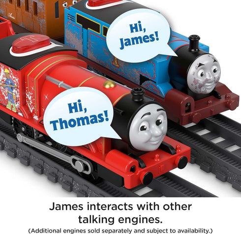 Thomas & Friends Motorized Talking James Engine Toy Train with Sounds, Phrases & Coal Car for Kids Ages 3+