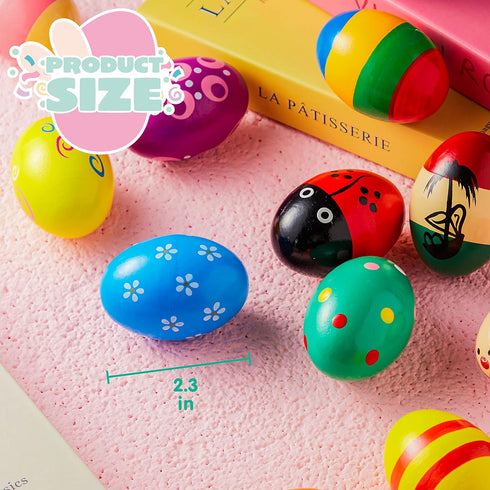 JOYIN 12 Packs Wooden Egg Shakers, 2.3" Maracas Percussion Musical for Party Favors, Classroom Prize Supplies