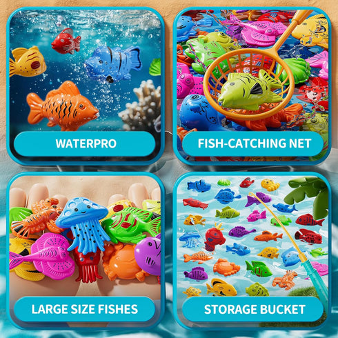 3-5 4-8 3-5, 3 4 5 6 7 8 Magnet Fishing Game for Kids - Fish Toys for Kids Bathtub Floating Toy Fishing Pole and Rod