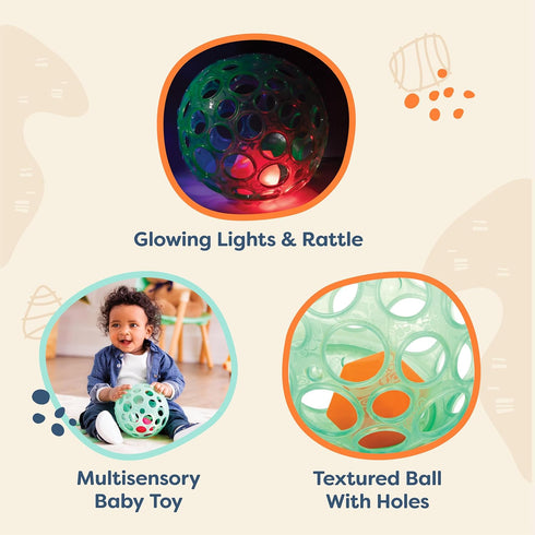 B. toys Sensory Light-Up Baby Rattle, Textured Ball with Glowing Lights & Rattle for Infants, Babies