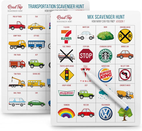Car Bingo - Road Trip Essentials, Activities and Games for Kids Ages 4-8