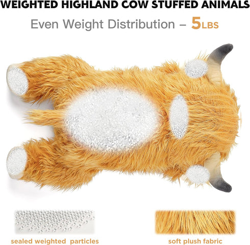 5 lbs Toy,24 inches IKASA Weighted Stuffed Animal Highland Cow Plush Giant Large Big Jumbo Soft Toys, Huge Size Cute