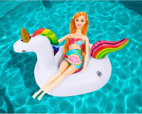 UNICORN ELEMENT 9 Pcs Cute 11.5 Inch Girl Doll Swim Accessories Set for Pool Toys