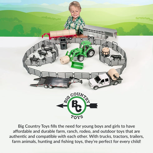 Country 1:20 Big Toys - Sundowner Horse Trailer with Gooseneck Trailer Hitch for Farm Toys & Toy Trucks with Working