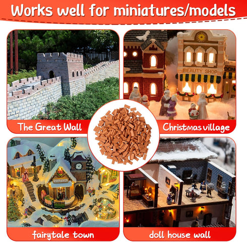 Civaner 350 Pcs Mini Bricks, Tiny Landscaping Bricks for Crafts, Realistic Fake Bricks for Dollhouse