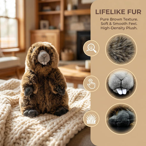 ZHONGXIN MADE 10Inches Simulation Groundhog Plush Toy - Cute Real Life Greedy Groundhog Simulation Plush Toys, Lifelike