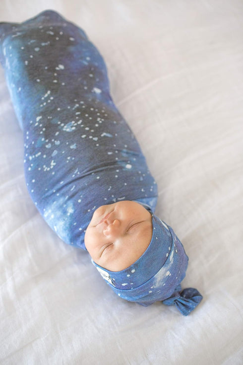 Galaxy Design Large Knit Baby Swaddle Blanket by Copper Pearl