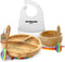NutriChef Baby and Toddler Feeding Set, 3 Compartment Plate, Bowl, Spoon, Non-toxic Bamboo Plate with Silicone Bib,