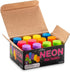 Mini Neon Party Bubbles for Kids - Pack of 12 Bulk Wands and Bottles for Blowing Bubbles, Birthday Party Favors